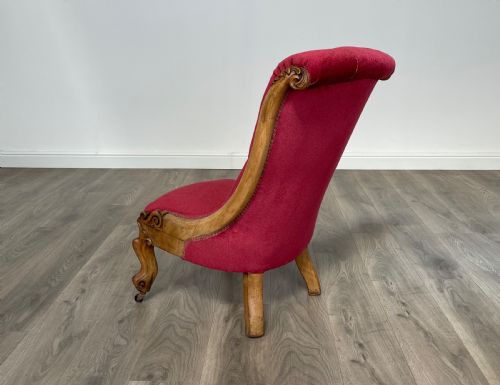 ANTIQUE ORIGINAL VICTORIAN NURSING CHAIR ARMCHAIR IN MAHOGANY - ADDITIONAL PHOTO 3