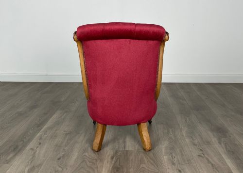 ANTIQUE ORIGINAL VICTORIAN NURSING CHAIR ARMCHAIR IN MAHOGANY - ADDITIONAL PHOTO 4