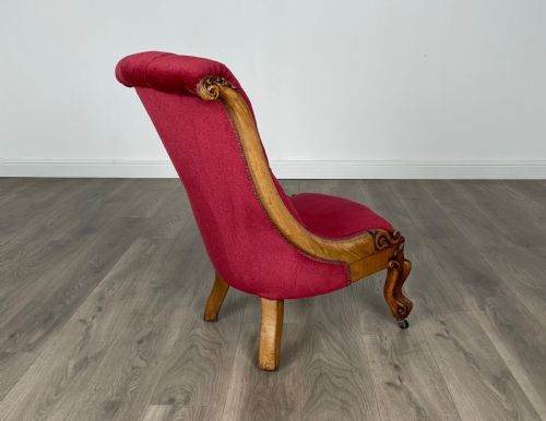 ANTIQUE ORIGINAL VICTORIAN NURSING CHAIR ARMCHAIR IN MAHOGANY - ADDITIONAL PHOTO 5