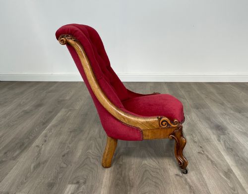 ANTIQUE ORIGINAL VICTORIAN NURSING CHAIR ARMCHAIR IN MAHOGANY - ADDITIONAL PHOTO 6