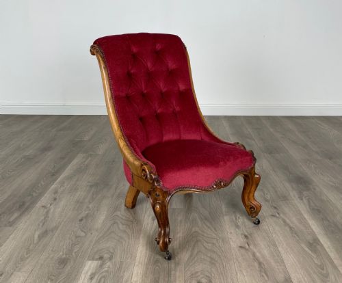 ANTIQUE ORIGINAL VICTORIAN NURSING CHAIR ARMCHAIR IN MAHOGANY - ADDITIONAL PHOTO 7
