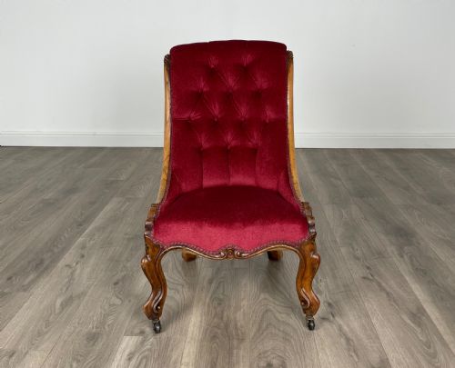 ANTIQUE ORIGINAL VICTORIAN NURSING CHAIR ARMCHAIR IN MAHOGANY - ADDITIONAL PHOTO 8