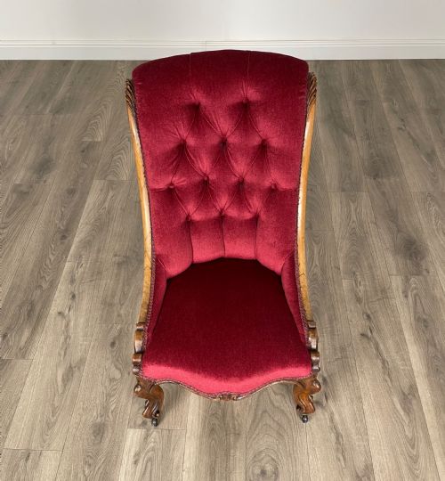ANTIQUE ORIGINAL VICTORIAN NURSING CHAIR ARMCHAIR IN MAHOGANY - ADDITIONAL PHOTO 9