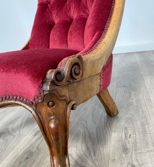ANTIQUE ORIGINAL VICTORIAN NURSING CHAIR ARMCHAIR IN MAHOGANY - ADDITIONAL PHOTO 10