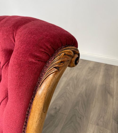 ANTIQUE ORIGINAL VICTORIAN NURSING CHAIR ARMCHAIR IN MAHOGANY - ADDITIONAL PHOTO 12
