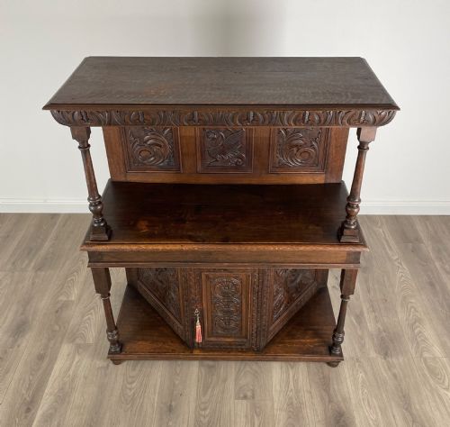 ANTIQUE HEAVILY CARVED VICTORIAN SIDEBOARD IN OAK - ADDITIONAL PHOTO 10