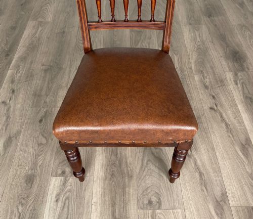 ANTIQUE EDWARDIAN SET OF 6 DINING CHAIRS IN WALNUT - ADDITIONAL PHOTO 6