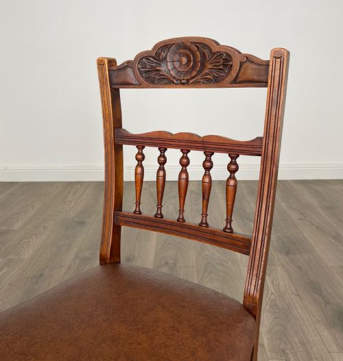 ANTIQUE EDWARDIAN SET OF 6 DINING CHAIRS IN WALNUT - ADDITIONAL PHOTO 7