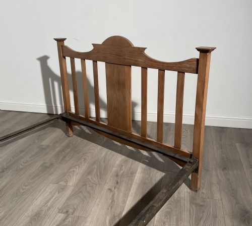 ANTIQUE 19TH CENTURY ART NOUVEAU STYLE DOUBLE BED IN OAK - ADDITIONAL PHOTO 2