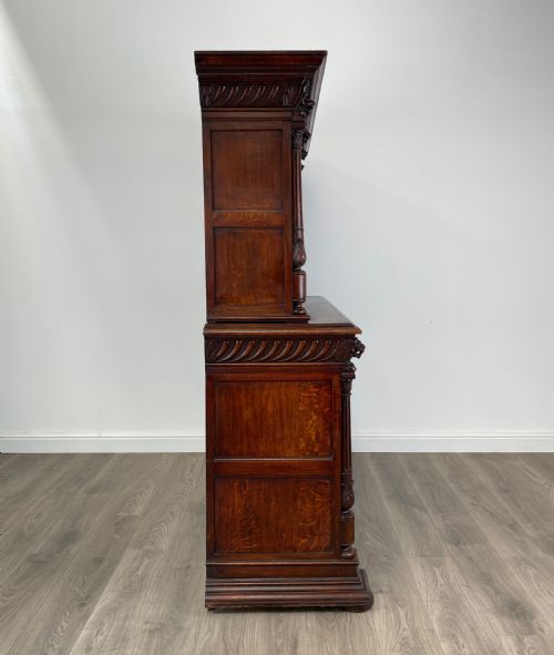 ANTIQUE LATE 19TH CENTURY HEAVILY CARVED CUPBOARD IN OAK - ADDITIONAL PHOTO 7