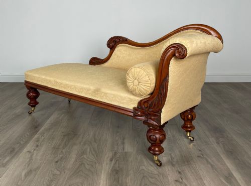 fig 1. Antique 19th Century Chaise Lounge In Mahogany
