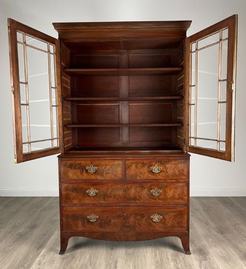 ANTIQUE 18TH CENTURY BOOKCASE ON CHEST IN MAHOGANY - ADDITIONAL PHOTO 1