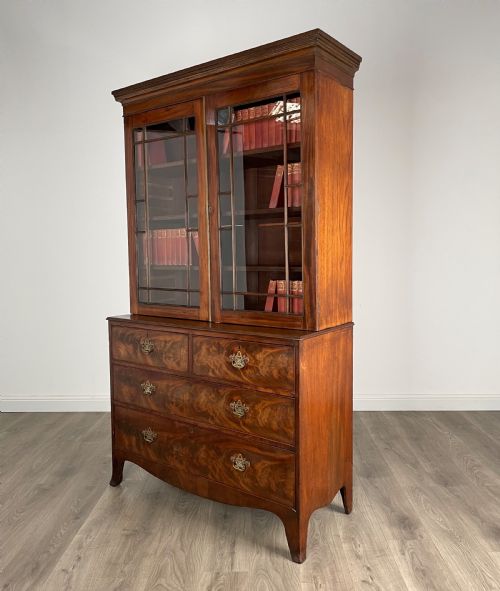 ANTIQUE 18TH CENTURY BOOKCASE ON CHEST IN MAHOGANY - ADDITIONAL PHOTO 3