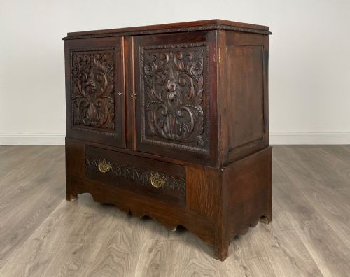 ANTIQUE 19TH CENTURY HEAVILY CARVED CUPBOARD IN OAK - ADDITIONAL PHOTO 2
