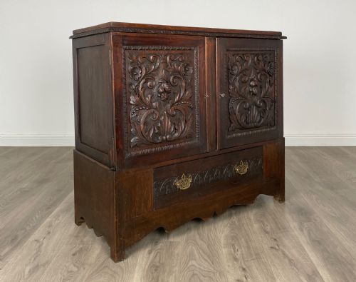 ANTIQUE 19TH CENTURY HEAVILY CARVED CUPBOARD IN OAK - ADDITIONAL PHOTO 8