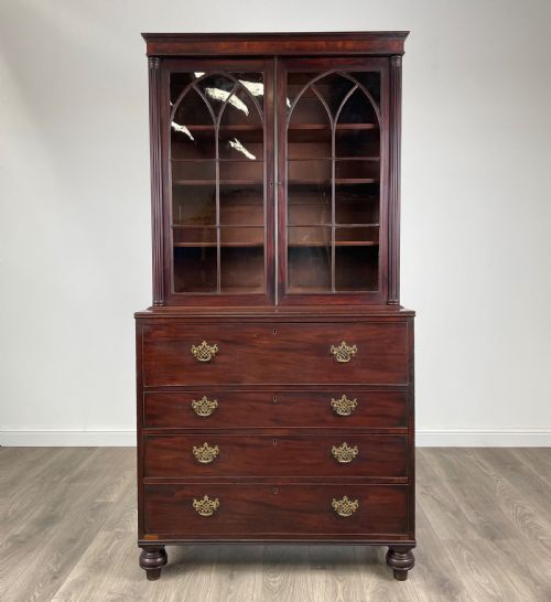 ANTIQUE 18TH CENTURY SECRETAIRE BOOKCASE IN MAHOGANY - ADDITIONAL PHOTO 3