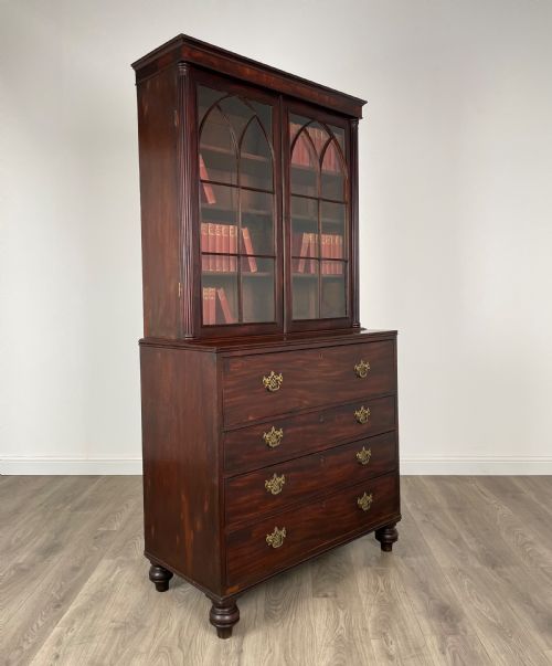 ANTIQUE 18TH CENTURY SECRETAIRE BOOKCASE IN MAHOGANY - ADDITIONAL PHOTO 10