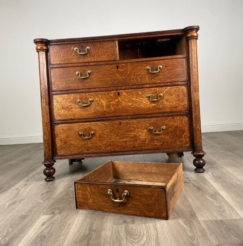 ANTIQUE 18TH CENTURY QUARTER CUT OAK CHEST OF DRAWERS REF AF3050 - ADDITIONAL PHOTO 9