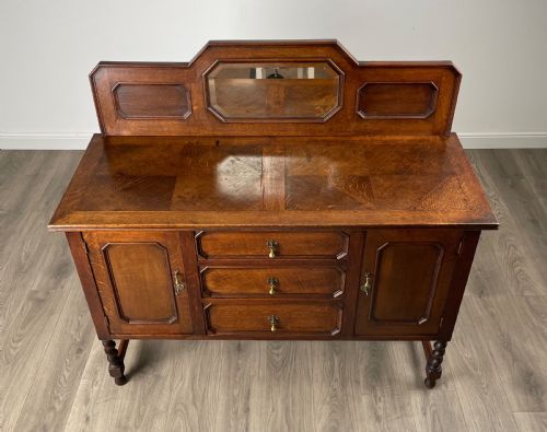 ANTIQUE 20TH CENTURY MIRROR BACK SIDEBOARD IN OAK - ADDITIONAL PHOTO 4