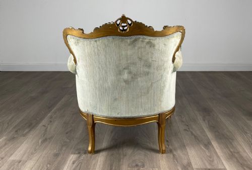 ANTIQUE 19TH CENTURY PAIR OF FRENCH GILDED ARMCHAIR'S - ADDITIONAL PHOTO 4