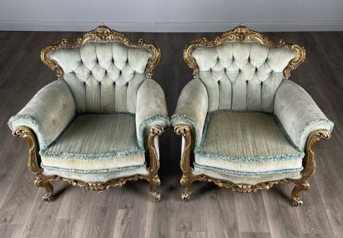 ANTIQUE 19TH CENTURY PAIR OF FRENCH GILDED ARMCHAIR'S - ADDITIONAL PHOTO 10