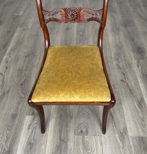 ANTIQUE 19TH CENTURY SET OF 6 REGENCY DINING CHAIRS IN WALNUT - ADDITIONAL PHOTO 7
