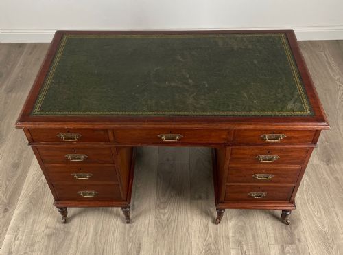 ANTIQUE LATE 19TH CENTURY PEDESTAL DESK IN MAHOGANY - ADDITIONAL PHOTO 8