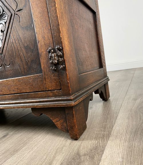 ANTIQUE 20TH CENTURY CARVED BUREAU IN OAK - ADDITIONAL PHOTO 13