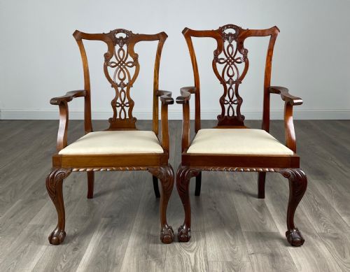 ANTIQUE 20TH CENTURY SET OF 8 CHIPPENDALE STYLE DINING CHAIRS - ADDITIONAL PHOTO 10