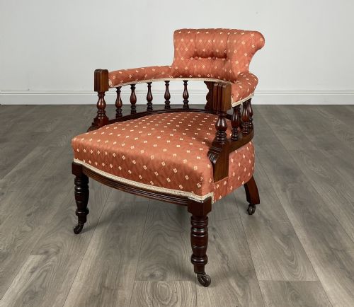 ANTIQUE PAIR OF 19TH CENTURY TUB CHAIRS IN MAHOGANY - ADDITIONAL PHOTO 1