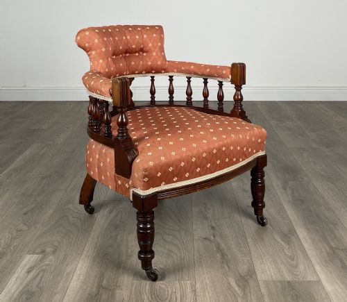 ANTIQUE PAIR OF 19TH CENTURY TUB CHAIRS IN MAHOGANY - ADDITIONAL PHOTO 5