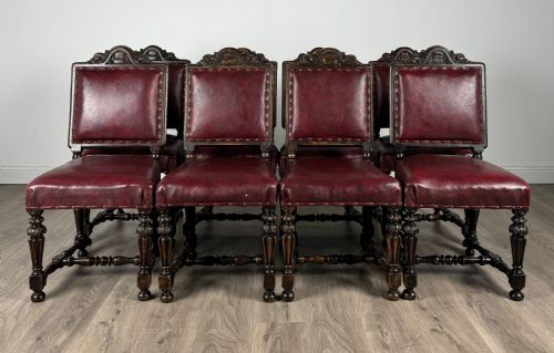 antique 19th century set of 8 carved oak dining chairs - CATEGORY: ANTIQUE CHAIRS - DATED VICTORIAN