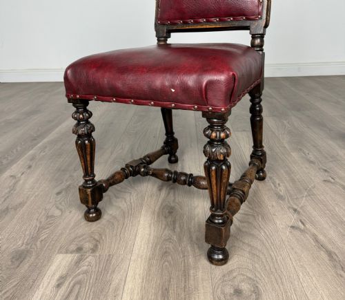 ANTIQUE 19TH CENTURY SET OF 8 CARVED OAK DINING CHAIRS - ADDITIONAL PHOTO 3