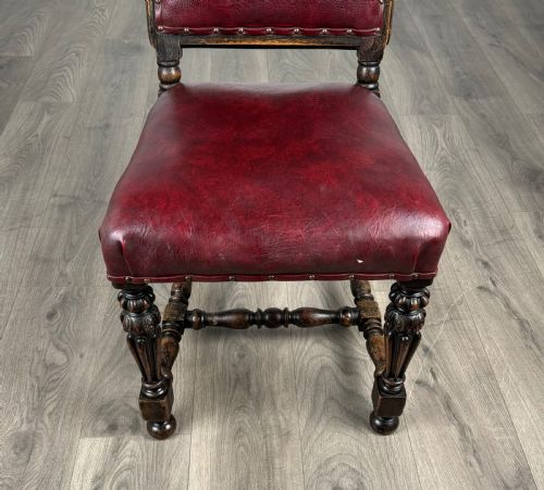 ANTIQUE 19TH CENTURY SET OF 8 CARVED OAK DINING CHAIRS - ADDITIONAL PHOTO 6