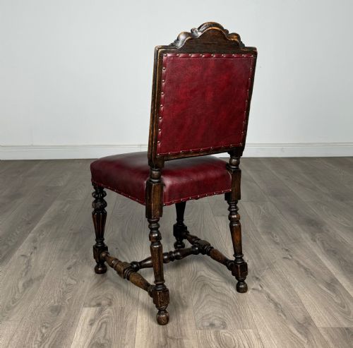 ANTIQUE 19TH CENTURY SET OF 8 CARVED OAK DINING CHAIRS - ADDITIONAL PHOTO 7