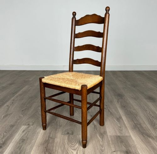 20TH CENTURY SET OF 6 LADDER BACK DINING CHAIRS IN OAK - ADDITIONAL PHOTO 1
