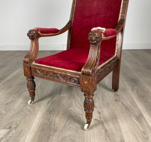 ANTIQUE LATE 19TH CENTURY CARVED OAK ARMCHAIR - ADDITIONAL PHOTO 8