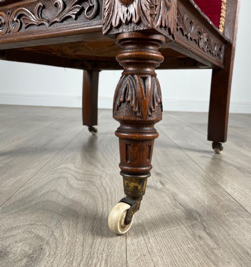 ANTIQUE LATE 19TH CENTURY CARVED OAK ARMCHAIR - ADDITIONAL PHOTO 9
