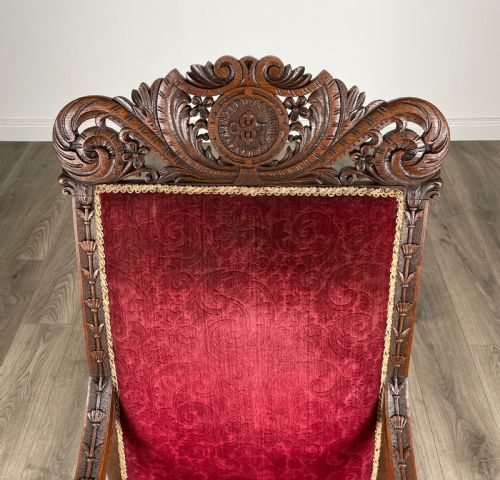 ANTIQUE LATE 19TH CENTURY CARVED OAK ARMCHAIR - ADDITIONAL PHOTO 10