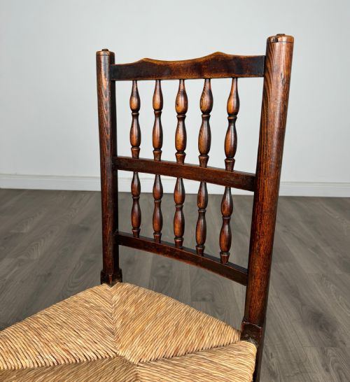 ANTIQUE 18TH CENTURY SET OF 10 OAK SPINDLE BACK DINING CHAIRS - ADDITIONAL PHOTO 2