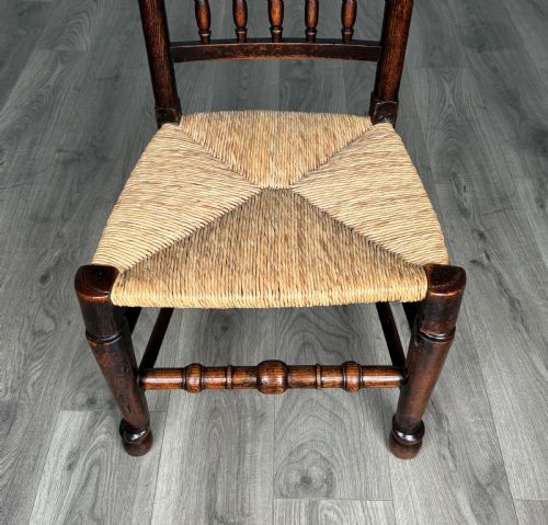 ANTIQUE 18TH CENTURY SET OF 10 OAK SPINDLE BACK DINING CHAIRS - ADDITIONAL PHOTO 7