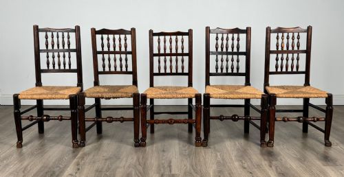 ANTIQUE 18TH CENTURY SET OF 10 OAK SPINDLE BACK DINING CHAIRS - ADDITIONAL PHOTO 8