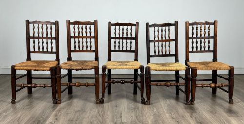 ANTIQUE 18TH CENTURY SET OF 10 OAK SPINDLE BACK DINING CHAIRS - ADDITIONAL PHOTO 10