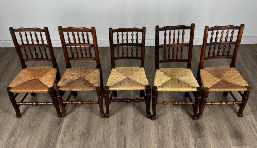 ANTIQUE 18TH CENTURY SET OF 10 OAK SPINDLE BACK DINING CHAIRS - ADDITIONAL PHOTO 11