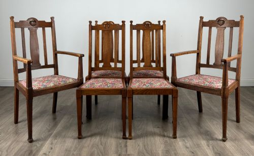 antique 20th century set of 6 art nouveau style dining chairs - CATEGORY: ANTIQUE CHAIRS - DATED EDWARDIAN