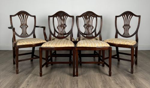 antique 19th century set of 6 mahogany shield back dining chairs - CATEGORY: ANTIQUE CHAIRS - DATED EDWARDIAN