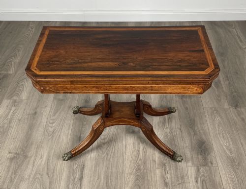 ANTIQUE 19TH CENTURY CARD TABLE IN ROSEWOOD - ADDITIONAL PHOTO 3