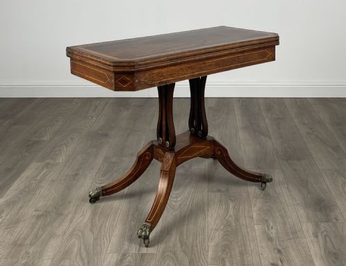 ANTIQUE 19TH CENTURY CARD TABLE IN ROSEWOOD - ADDITIONAL PHOTO 4