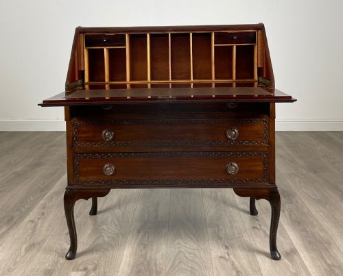 fig 1. Antique 20th Century Chippendale Style Bureau In Mahogany