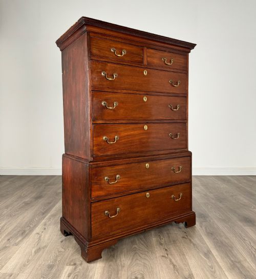 ANTIQUE EARLY 19TH CENTURY CHEST ON CHEST IN MAHOGANY - ADDITIONAL PHOTO 7